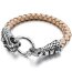 Armband Drache ECHT LEDER Flecht Optik  beige / sand  316 L  Edelstahl