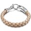 Armband Drache ECHT LEDER Flecht Optik  beige / sand  316 L  Edelstahl