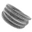 Wickel Lederarmband Glam Strass & Nieten silber grau