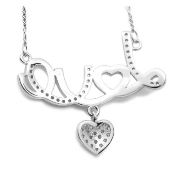 Collier LOVE mit Herzchen & Zirkonias pave aus 925...