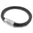 Armband ECHT LEDER geflochten schwarz 316 L Edelstahl Magnet Verschluss