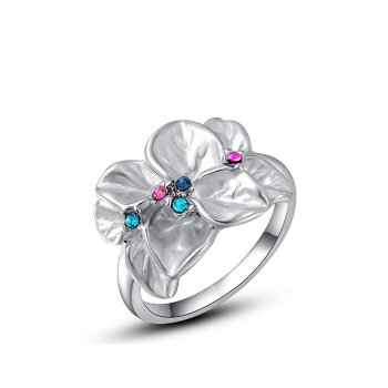 Ring Flower Zirkonias multicolor vergoldet im Etui Gr. 52 - Durchmesser 16,5 mm