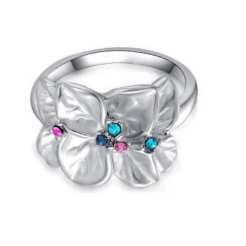 Ring Flower Zirkonias multicolor vergoldet im Etui Gr. 52 - Durchmesser 16,5 mm