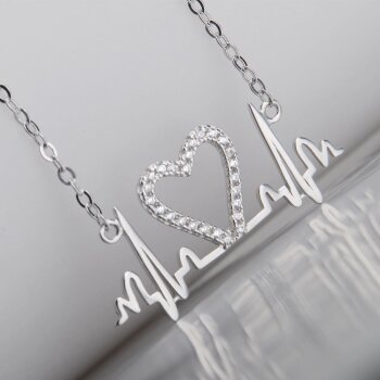 Collier LOVE PULS  Herzchen mit  Zirkonias aus 925 Silber...