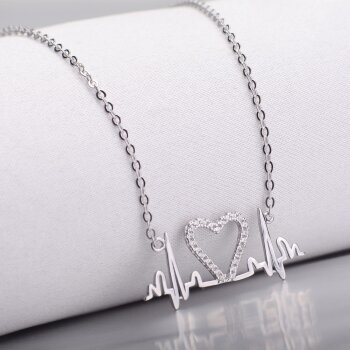 Collier LOVE PULS  Herzchen mit  Zirkonias aus 925 Silber im Etui