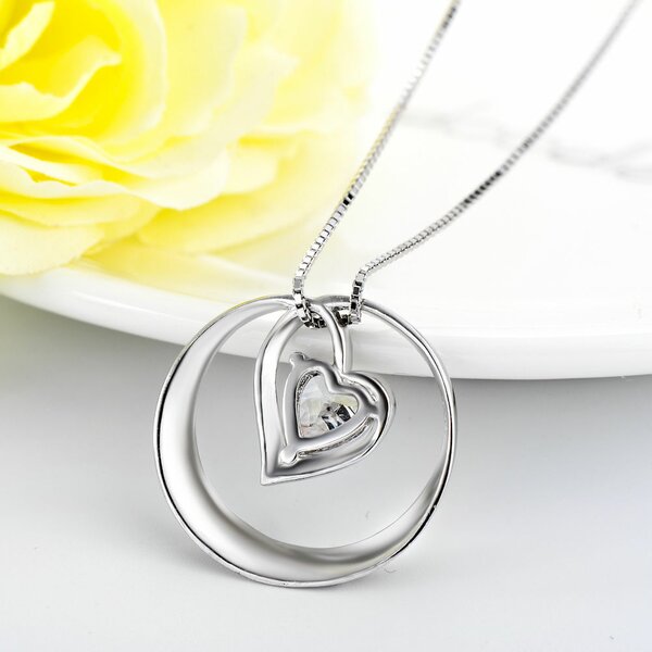 Anhnger Zirkonia Herz  Amulett  I Love You to the moon and back  inkl. Gliederkette aus 925 Silber im Etui