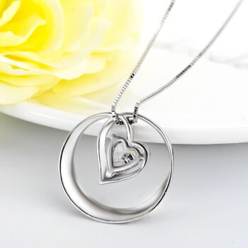 Anhänger Zirkonia Herz  Amulett " I Love You to the moon and back"  inkl. Gliederkette aus 925 Silber im Etui