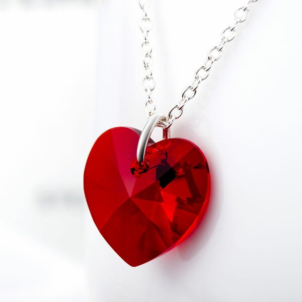 Anhnger Swarovski Elements Heart rot aus 925 Silber inkl. Kette  im Etui