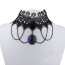 Gothic Barock Choker Collier aus Spitze mit Amulett Royal blau & Satin Rose