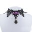 Gothic Barock Choker Collier aus Spitze mit Amulett Zirkonias schwarz &  Rosen