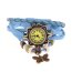 Leder Armbanduhr Schmetterling VINTAGE babyblau  im Organza Beutel