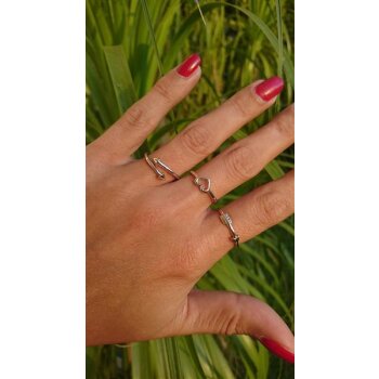 Silberring  SET Midi Nuckle Rings Herz Pfeil &...