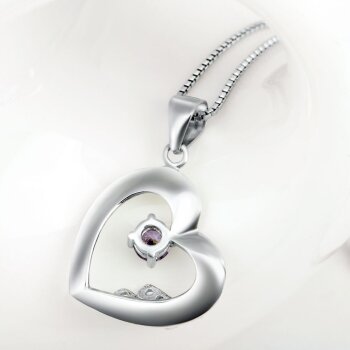 Anhänger Herz I LOVE YOU Amethyst 925 Silber Gravur OPTION