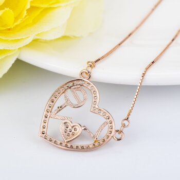 Collier Herz LOVE mit Zirkonias pave aus 925 Silber Rosegold vergoldet inkl. Kette  im Etui