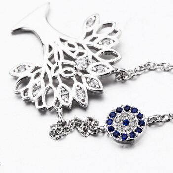 Collier Lebensbaum mit Zirkonias klar & blau aus 925...