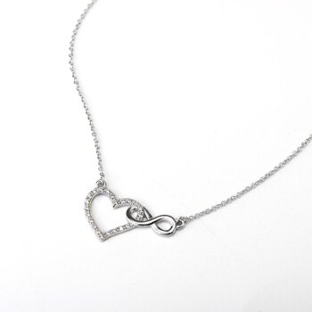 Collier INFINITY LOVE  Herzchen mit  Zirkonias aus 925 Silber im Etui