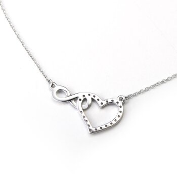 Collier INFINITY LOVE  Herzchen mit  Zirkonias aus 925 Silber im Etui