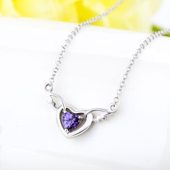 Collier Engelsflügel mit Herz Amethyst aus 925...