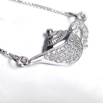 Collier Wunderlampe mit Zirkonias pave aus 925 Silber im Etui