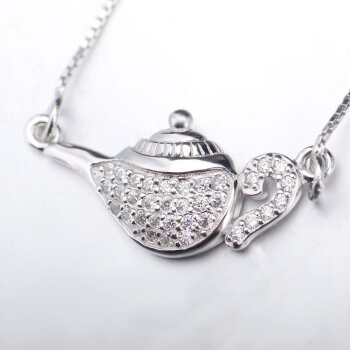 Collier Wunderlampe mit Zirkonias pave aus 925 Silber im Etui