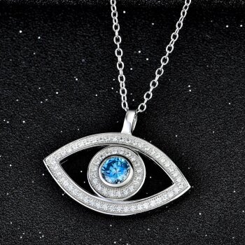 Anhänger Auge Evil Eye mit Zirkonias & Aquamarin...