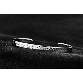 Armreif I Love You to the Moon AND Back aus  925 Silber im Etui GRAVUR OPTION