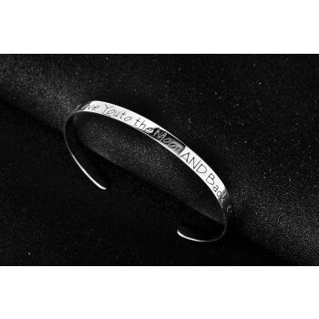 Armreif I Love You to the Moon AND Back aus  925 Silber im Etui GRAVUR OPTION