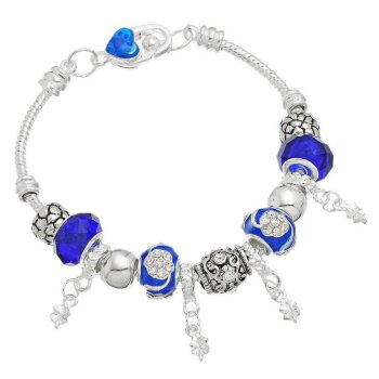 Armband Charms & Beads dunkel blau KLEEBLATT