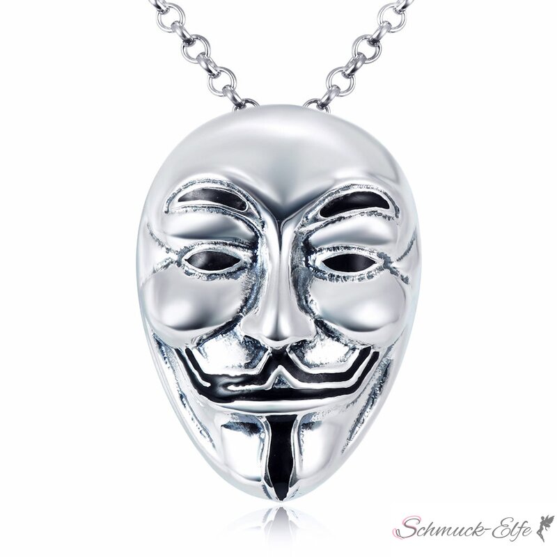 Anhänger Anonymous Maske 925 3D aus im Etui, Silber 129,99 Kette inkl. €