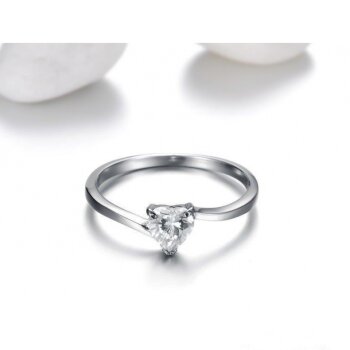 Silberring Solitaire Ring Herz Zirkonia aus 925 Silber im Etui Gr. 48 - Durchmesser 15,3 mm