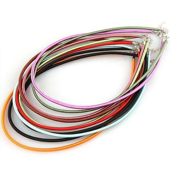 Kunststoff Collier mit farbigen Satin - Farbauswahl - mittelbraun / mocca