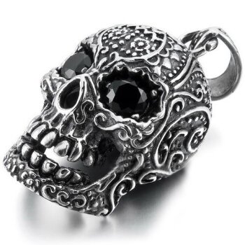 Anhänger Totenkopf Skull mit schwarzen Zirkonia...