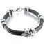 Armband Fleur des Lis 316 Edelstahl Echt Leder schwarz