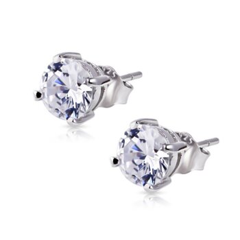 1 Pair of Ear Studs Classic Solitaire 925 silver