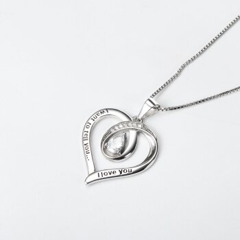 Anhänger Herz mit Zirkonien " I want to tell you... I Love You " aus 925 Silber inkl.Kette im Etui