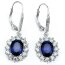 1 Pair of Earrings Sapphire Blue pave 925 Silver