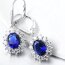 1 Pair of Earrings Sapphire Blue pave 925 Silver