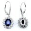 1 Pair of Earrings Sapphire Blue pave 925 Silver