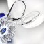 1 Pair of Earrings Sapphire Blue pave 925 Silver