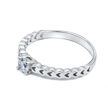 Silberring Solitaire Zirkonia mit Herzen aus 925 Silber...