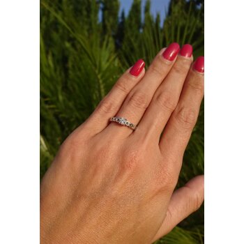 Silberring Solitaire Zirkonia mit Herzen aus 925 Silber rhodiniert im Etui