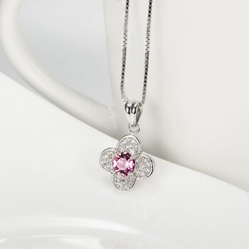 Anhänger Flower Zirkonien  pink & klar aus 925...