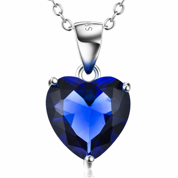 Anhnger Herz Zirkonia Royal Blau aus 925 Silber rhodiniert inkl. Kette im Etui
