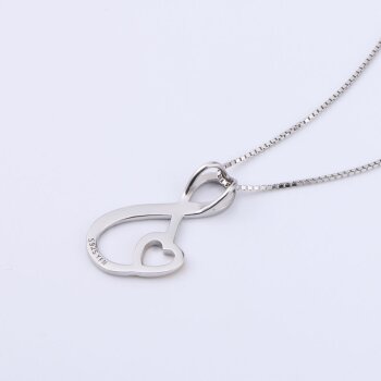 Anhänger Infinity mit Herz Love you Always and Forever aus 925 Silber mit Gelbgold Teil vergoldet  inkl. Kette im Etui