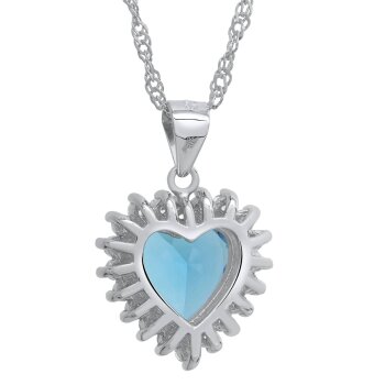 Kette mit Anhänger Ocean Heart Aquamarin 925 Silber