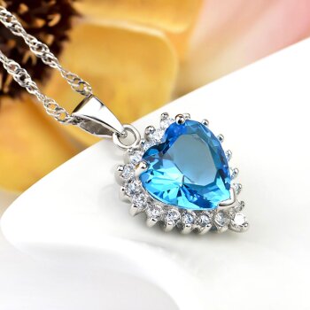 Pendant Ocean Heart Aquamarine 925 Silver