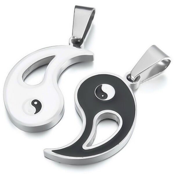Yin Yang Anhänger 2er Set für Paare mit Gravur personalisiert