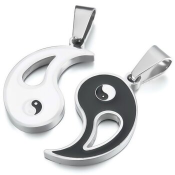 Partnerketten YING YANG aus 316 L Edelstahl inkl. Ketten...