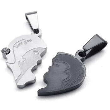 Partner Ketten Liebespaar LOVE YOU  silber & schwarz aus 316 L  Edelstahl inkl. Ketten im Etui GRAVUR OPTION