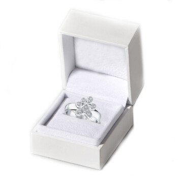 Silberring Pfote mit Zirkonien aus 925 Silber rhodiniert im Etui GRAVUR OPTION Gr. 48 - Durchmesser 15,3 mm